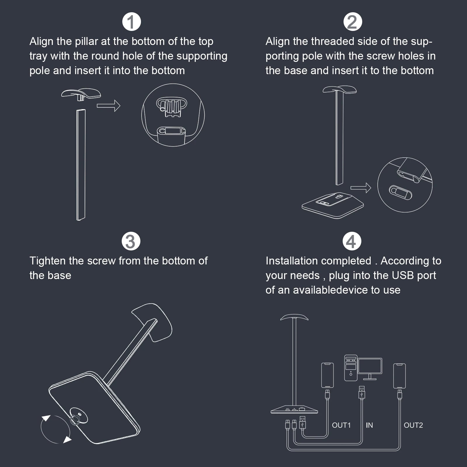 INIVEX Aura RGB Headset Stand with Dual USB Charging