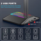 INIVEX Aura RGB Headset Stand with Dual USB Charging - INIVEX