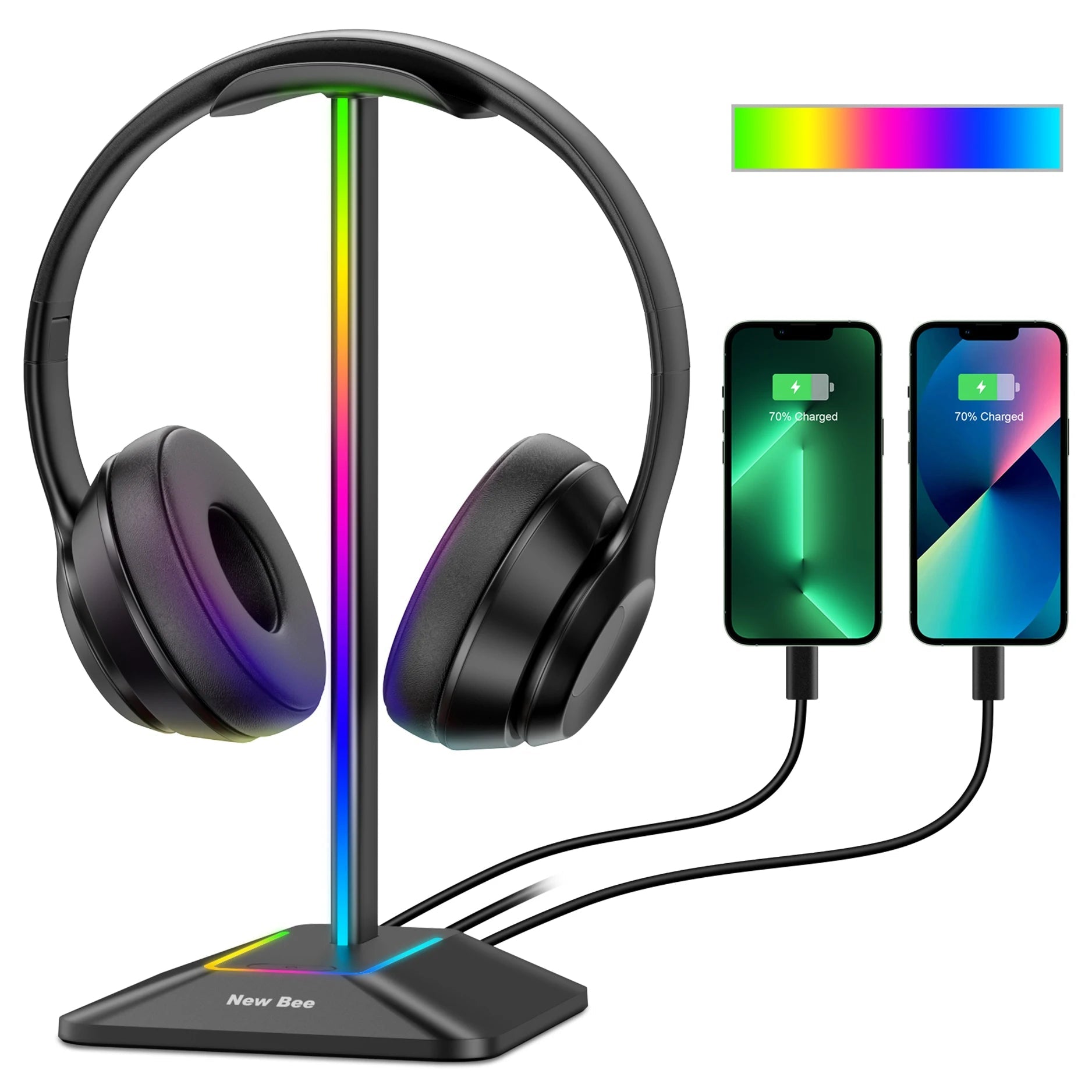 INIVEX Aura RGB Headset Stand with Dual USB Charging - INIVEX