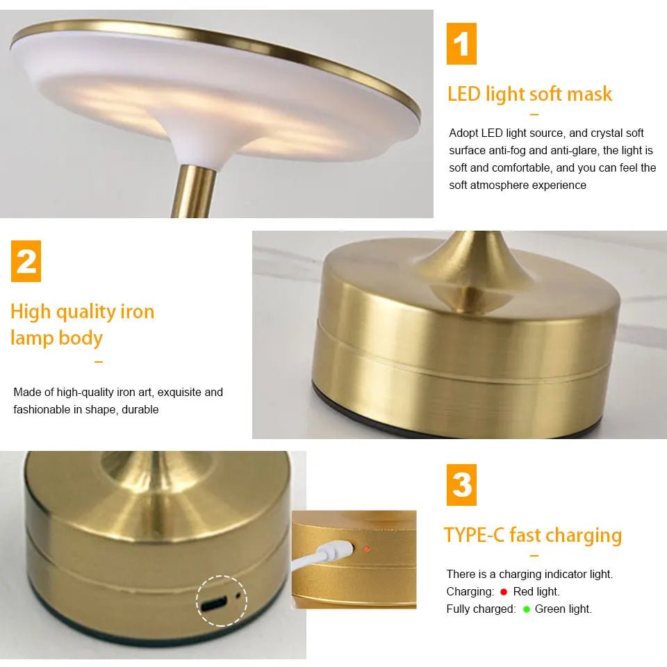 INIVEX Lumièra™ Touch Gold Table Lamp - INIVEX