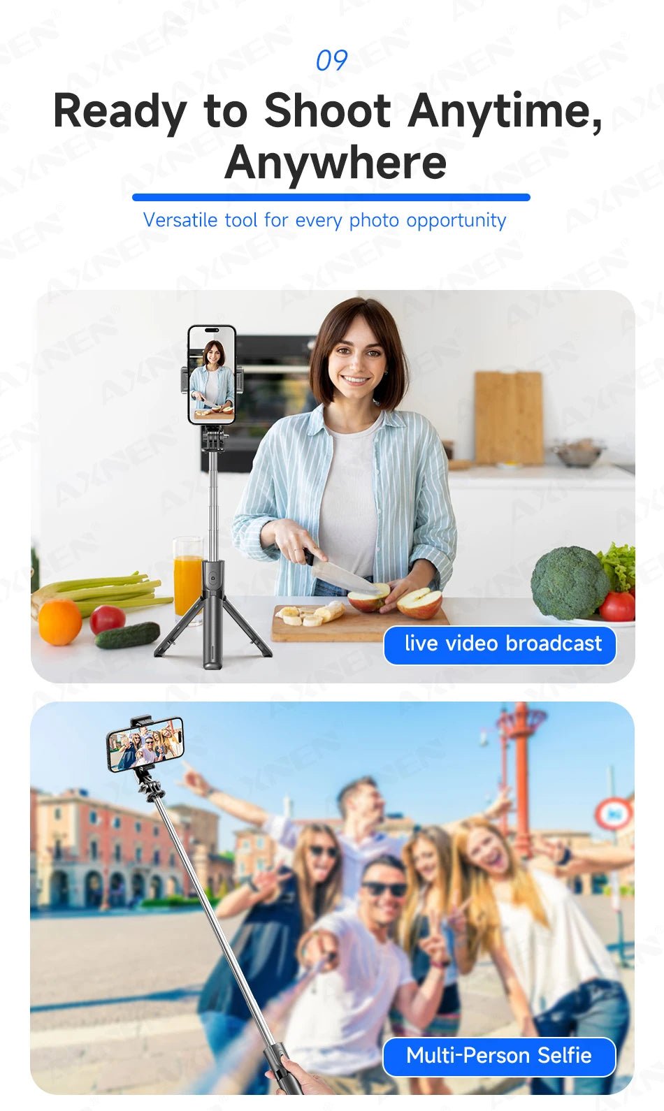 INIVEX SnapPro Bluetooth Selfie Stick - INIVEX