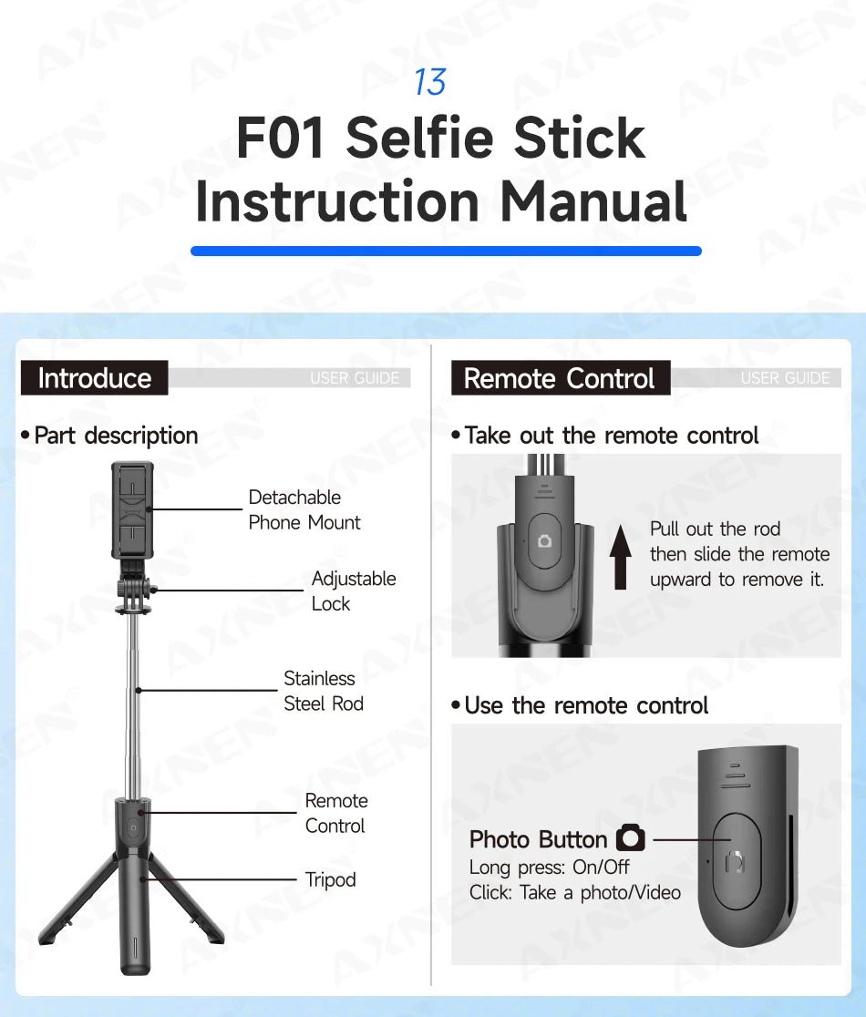 INIVEX SnapPro Bluetooth Selfie Stick - INIVEX